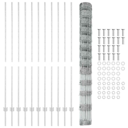 Fence with Posts Silver 1.5 x 25 m Steel