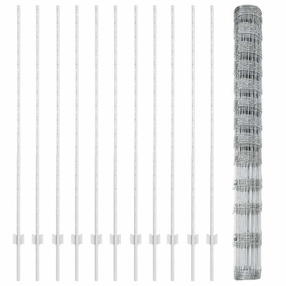 Fence with Posts Silver 1.5 x 25 m Steel