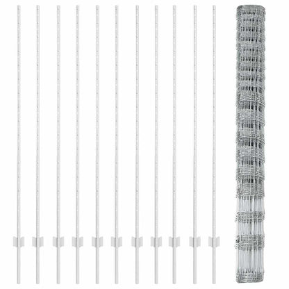 Fence with Posts Silver 1.5 x 25 m Steel