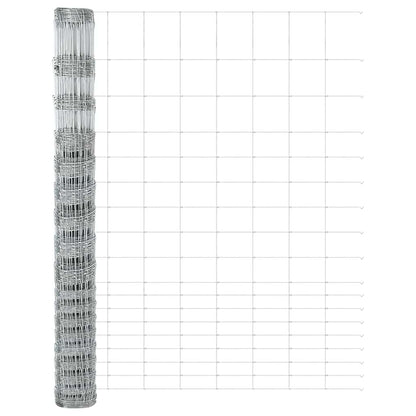 Fence with Posts Silver 1.5 x 25 m Steel