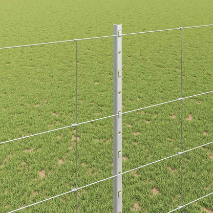 Fence with Posts Silver 1.5 x 25 m Steel
