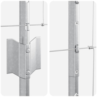 Fence with Posts Silver 1.6 x 25 m Steel