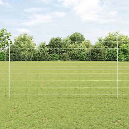 Fence with Posts Silver 1.6 x 25 m Steel