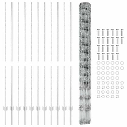Fence with Posts Silver 1.6 x 25 m Steel