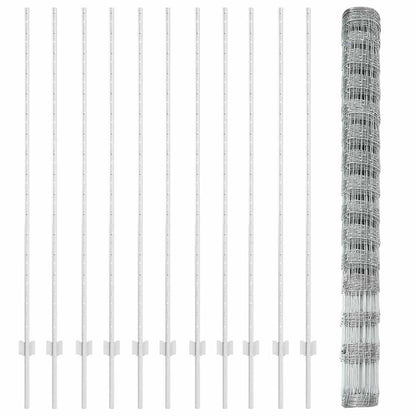 Fence with Posts Silver 1.6 x 25 m Steel