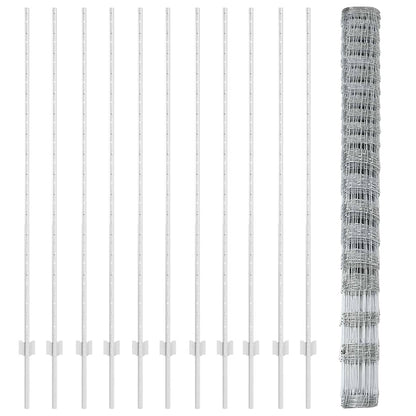 Fence with Posts Silver 1.6 x 25 m Steel