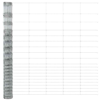 Fence with Posts Silver 1.6 x 25 m Steel