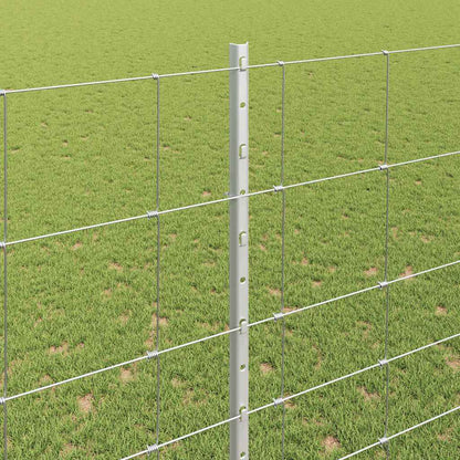 Fence with Posts Silver 1.6 x 25 m Steel