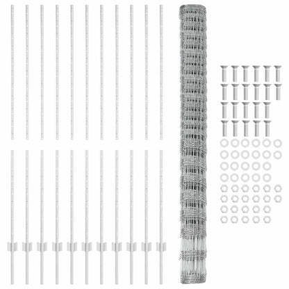 Fence with Posts Silver 1.6 x 25 m Steel