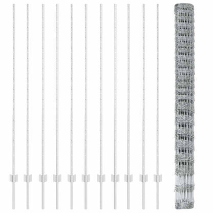 Fence with Posts Silver 1.6 x 25 m Steel