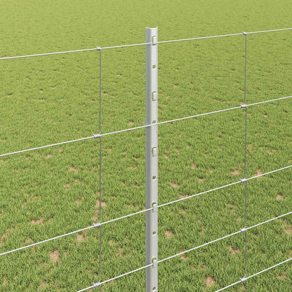 Fence with Posts Silver 1.6 x 25 m Steel
