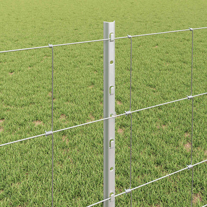 Fence with Posts Silver 0.8 x 50 m Steel