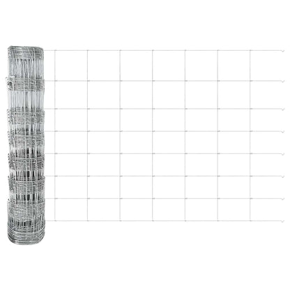 Fence with Posts Silver 0.8 x 50 m Steel