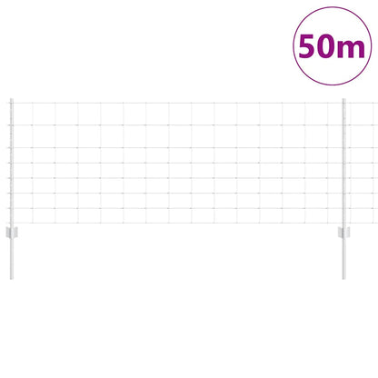 Fence with Posts Silver 0.8 x 50 m Steel