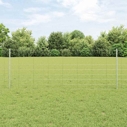 Fence with Posts Silver 0.8 x 50 m Steel