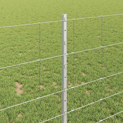 Fence with Posts Silver 1 x 50 m Steel
