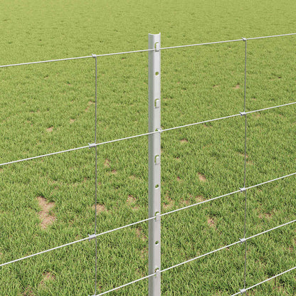Fence with Posts Silver 1 x 50 m Steel