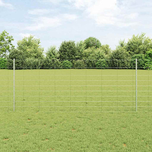 Fence with Posts Silver 1 x 50 m Steel