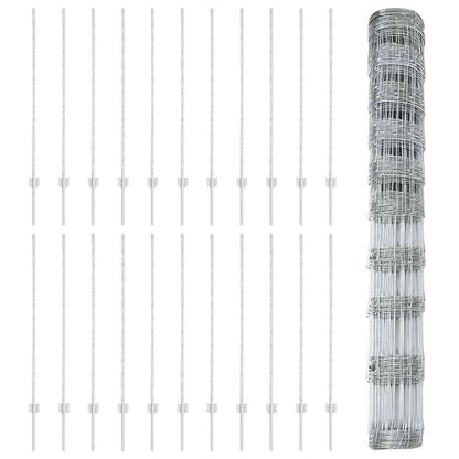 Fence with Posts Silver 1.2 x 50 m Steel
