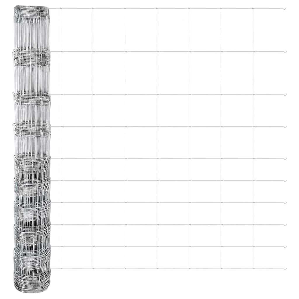 Fence with Posts Silver 1.2 x 50 m Steel