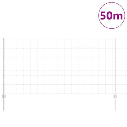 Fence with Posts Silver 1.2 x 50 m Steel