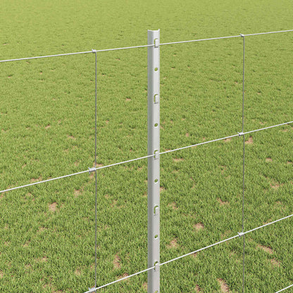 Fence with Posts Silver 1.4 x 50 m Steel