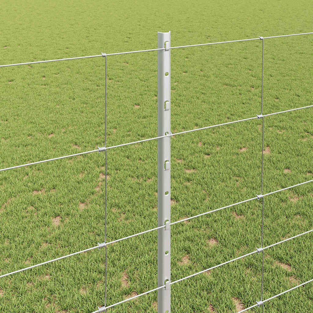 Fence with Posts Silver 1.4 x 50 m Steel