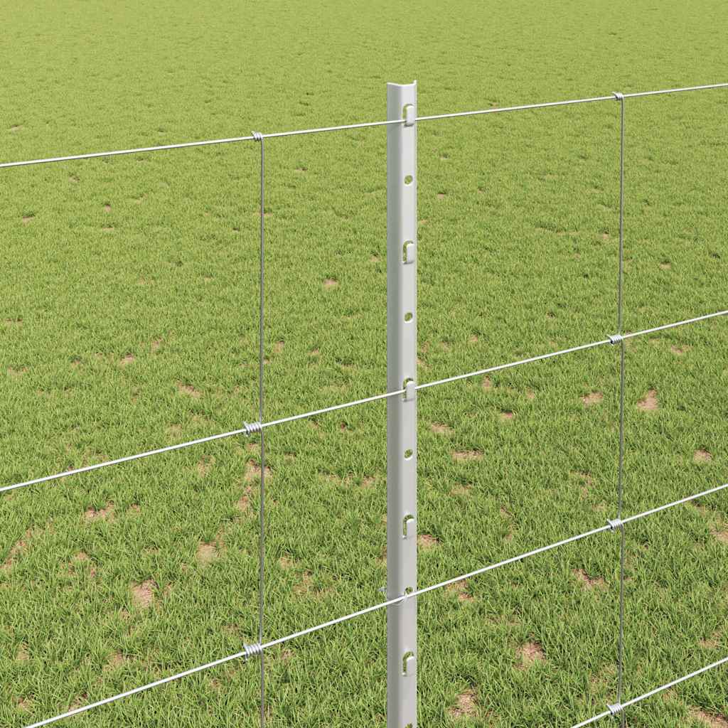 Fence with Posts Silver 1.5 x 50 m Steel