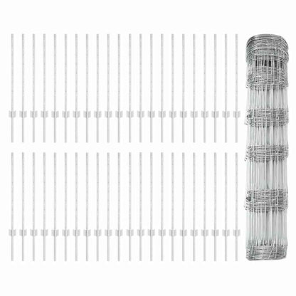 Fence with Posts Silver 0.8 x 100 m Steel