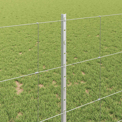 Fence with Posts Silver 1 x 100 m Steel