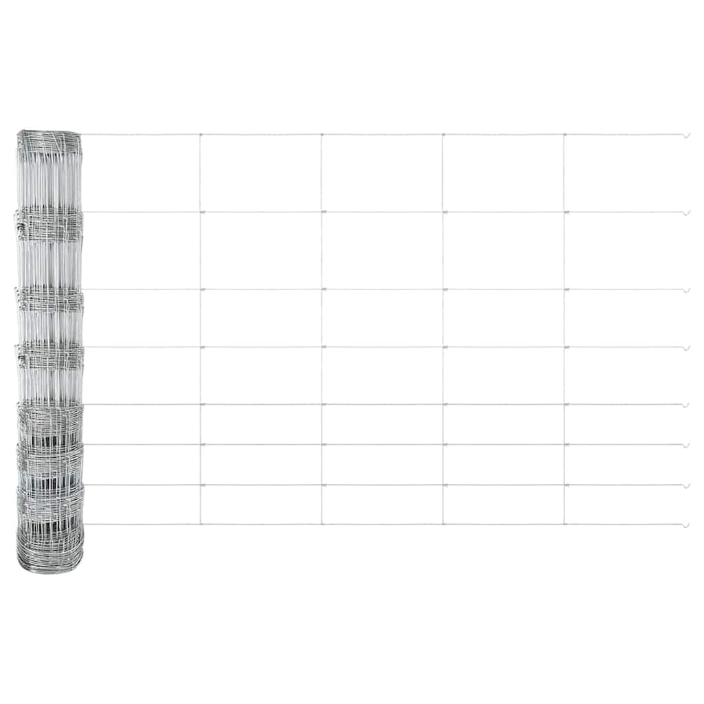 Fence with Posts Silver 1 x 100 m Steel