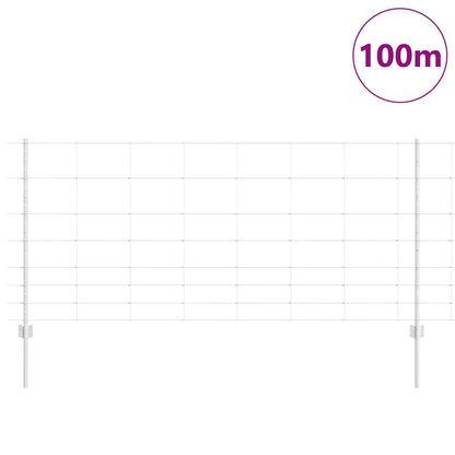 Fence with Posts Silver 1 x 100 m Steel
