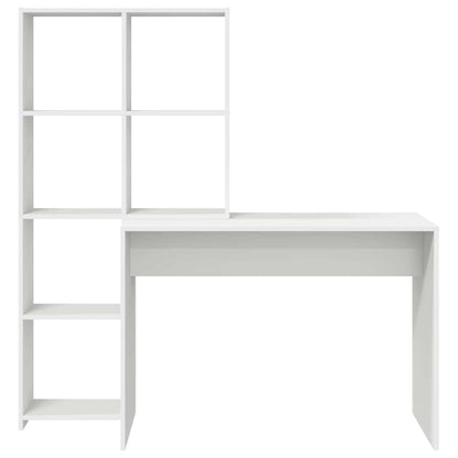 Desk with Shelf White 138.5 x 55 x 143 cm Engineered wood