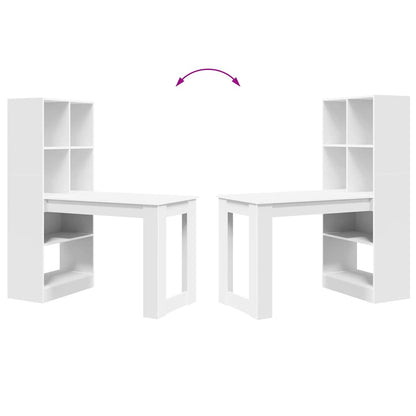 Desk with Shelf White 122 x 67 x 145 cm Engineered Wood
