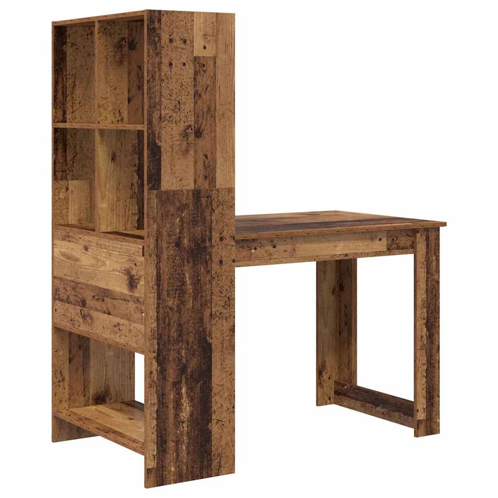 Desk with Shelf Old Wood 122 x 67 x 145 cm Engineered Wood