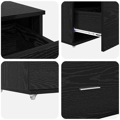 Desk with Shelf Black oak 131.5 x 50 x 106.5 cm Engineered wood