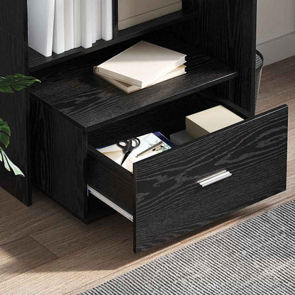 Desk with Shelf Black oak 131.5 x 50 x 106.5 cm Engineered wood