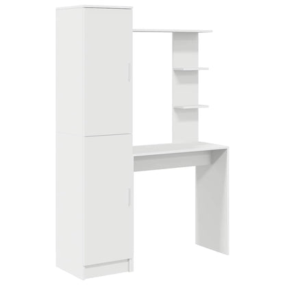 Desk with Storage with Shelf 2 pcs White Engineered wood