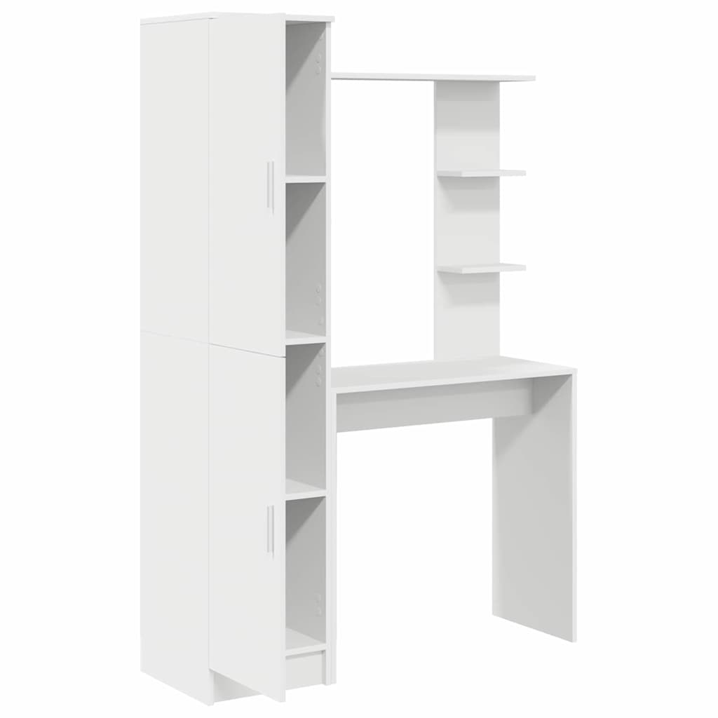 Desk with Storage with Shelf 2 pcs White Engineered wood