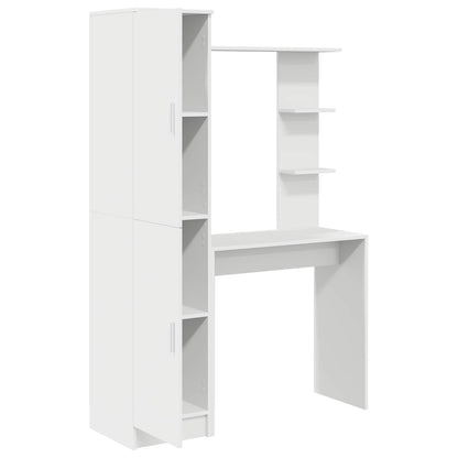 Desk with Storage with Shelf 2 pcs White Engineered wood
