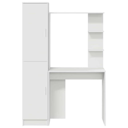 Desk with Storage with Shelf 2 pcs White Engineered wood