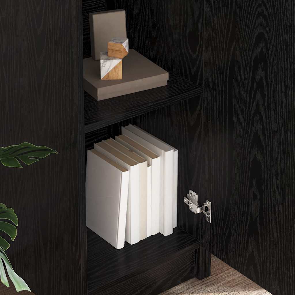 Desk with Storage with Shelf 2 pcs Black oak Engineered wood