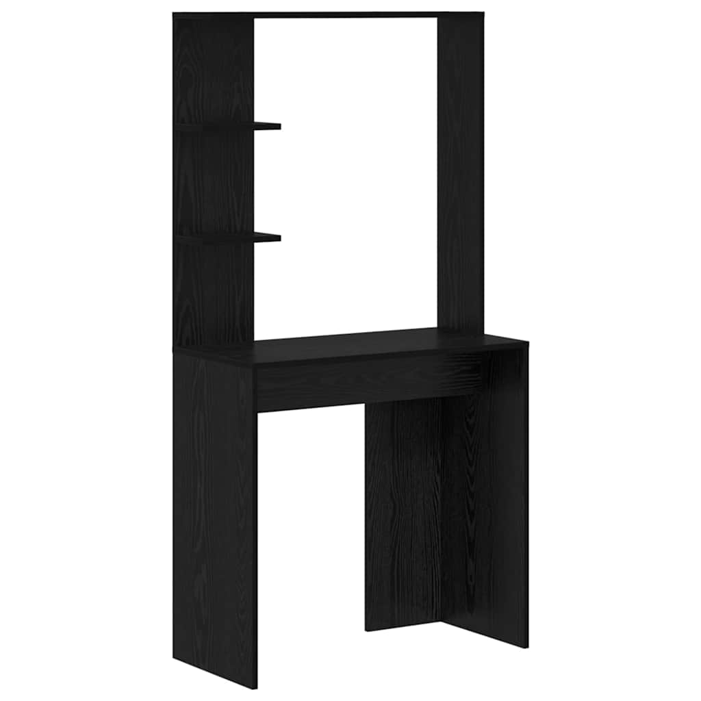 Desk with Storage with Shelf 2 pcs Black oak Engineered wood