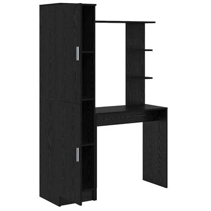 Desk with Storage with Shelf 2 pcs Black oak Engineered wood