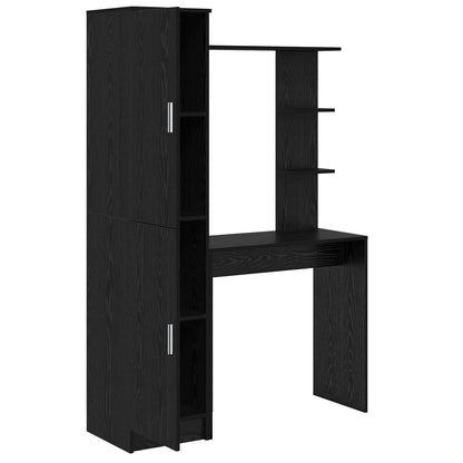 Desk with Storage with Shelf 2 pcs Black oak Engineered wood