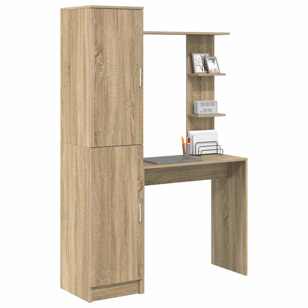 Desk with Storage with Shelf 2 pcs Sonoma Oak Engineered wood