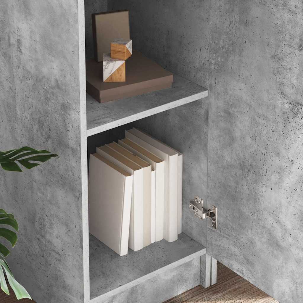 Desk with Storage with Door 2 pcs Concrete Grey Engineered wood