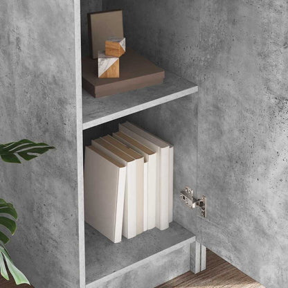 Desk with Storage with Door 2 pcs Concrete Grey Engineered wood