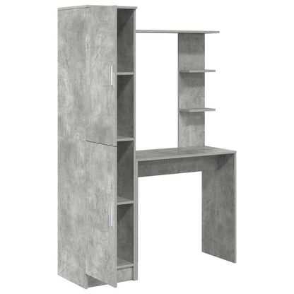 Desk with Storage with Door 2 pcs Concrete Grey Engineered wood