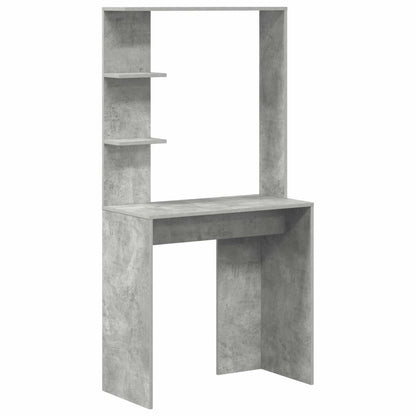 Desk with Storage with Door 2 pcs Concrete Grey Engineered wood